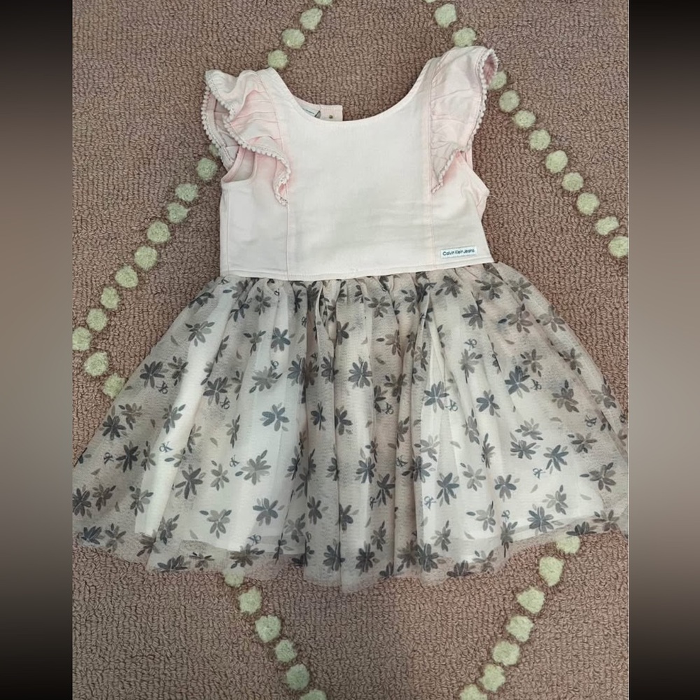 Pink and Gray Floral Dress - Calvin Klein